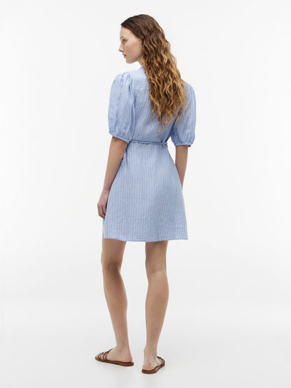 Tommy Hilfiger Striped Linen Mini Wrap Dress