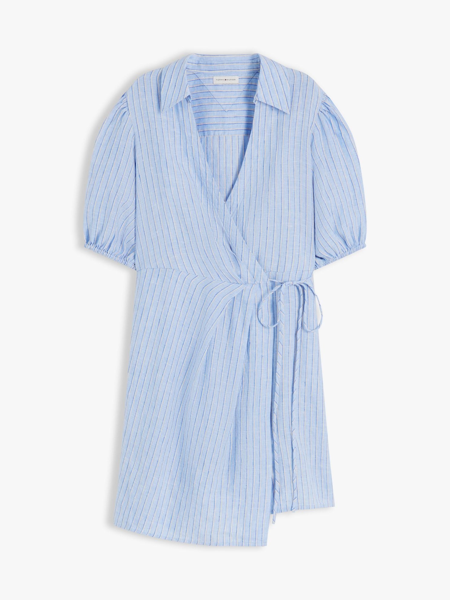 Tommy Hilfiger Striped Linen Mini Wrap Dress