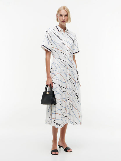 Tommy Hilfiger Rope Print Fluid Twill Midi Shirtdress