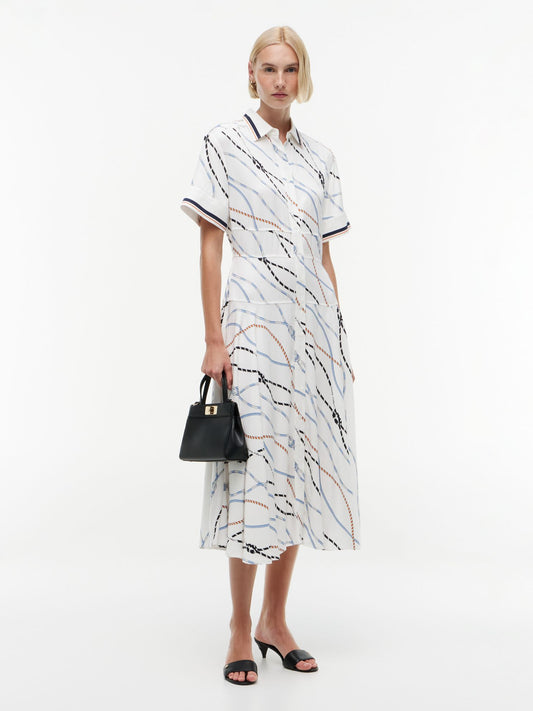 Tommy Hilfiger Rope Print Fluid Twill Midi Shirtdress
