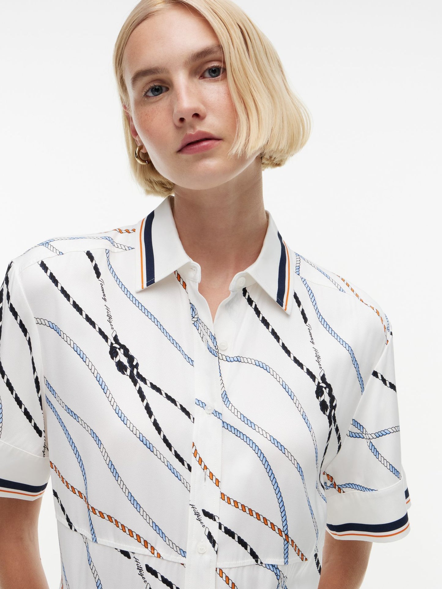 Tommy Hilfiger Rope Print Fluid Twill Midi Shirtdress