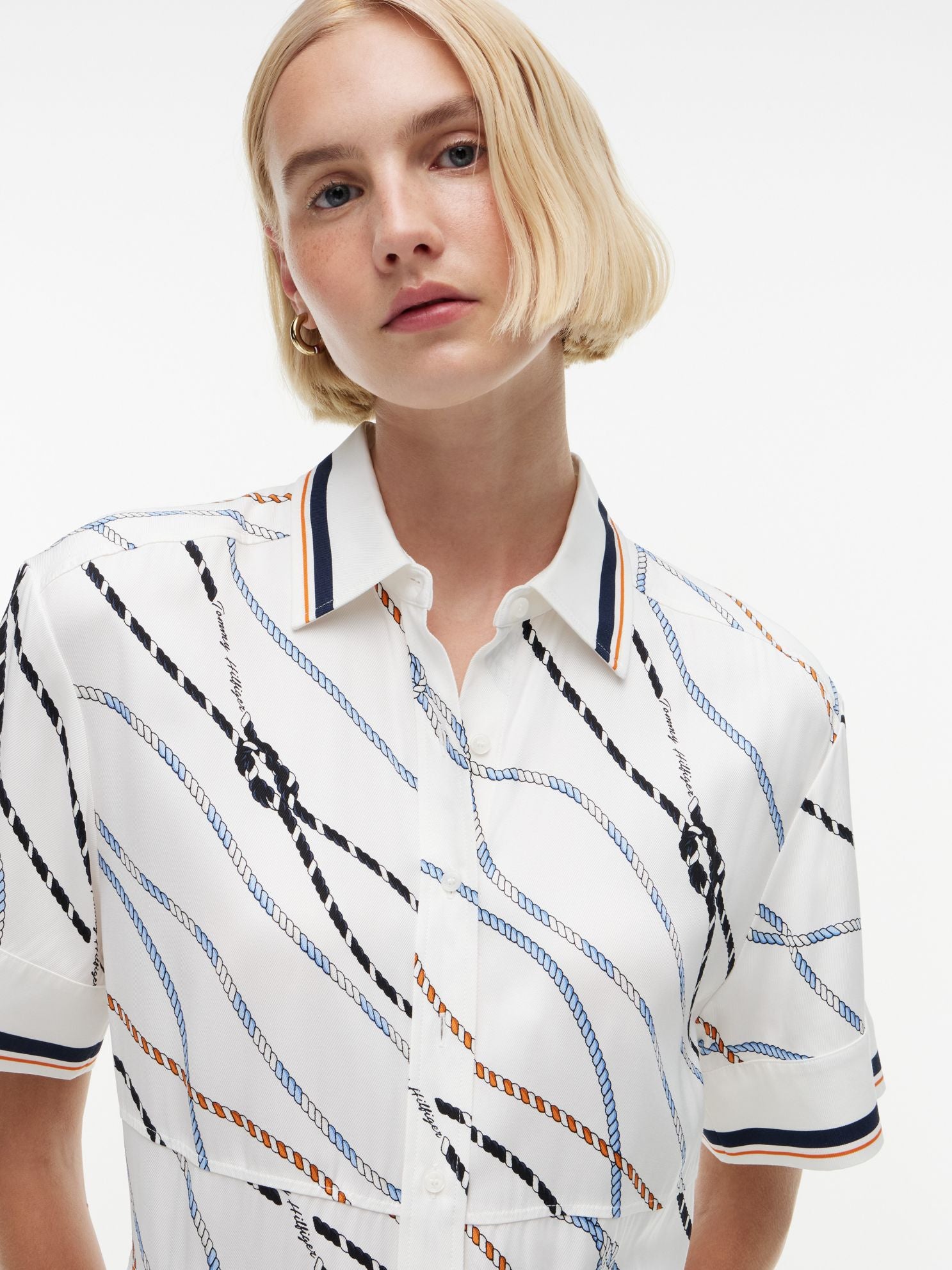 Tommy Hilfiger Rope Print Fluid Twill Midi Shirtdress