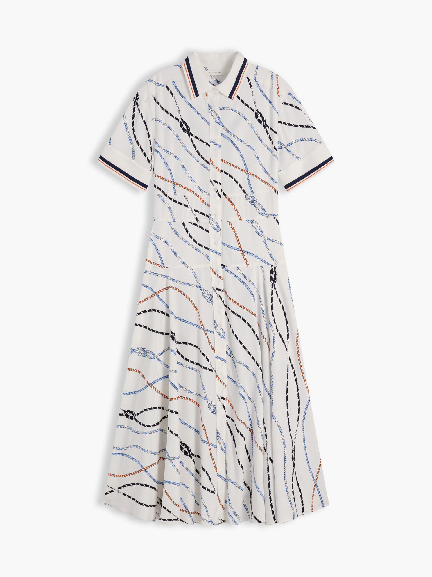 Tommy Hilfiger Rope Print Fluid Twill Midi Shirtdress
