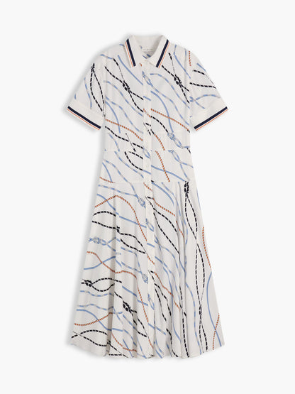 Tommy Hilfiger Rope Print Fluid Twill Midi Shirtdress