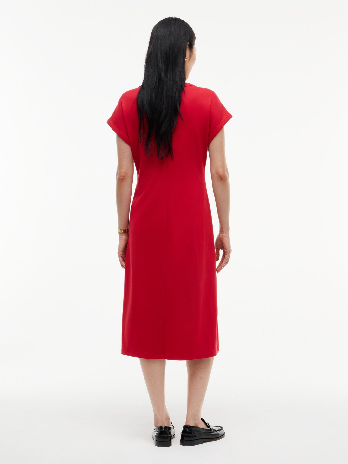 Tommy Hilfiger Gold-Button Interlock Midi Dress