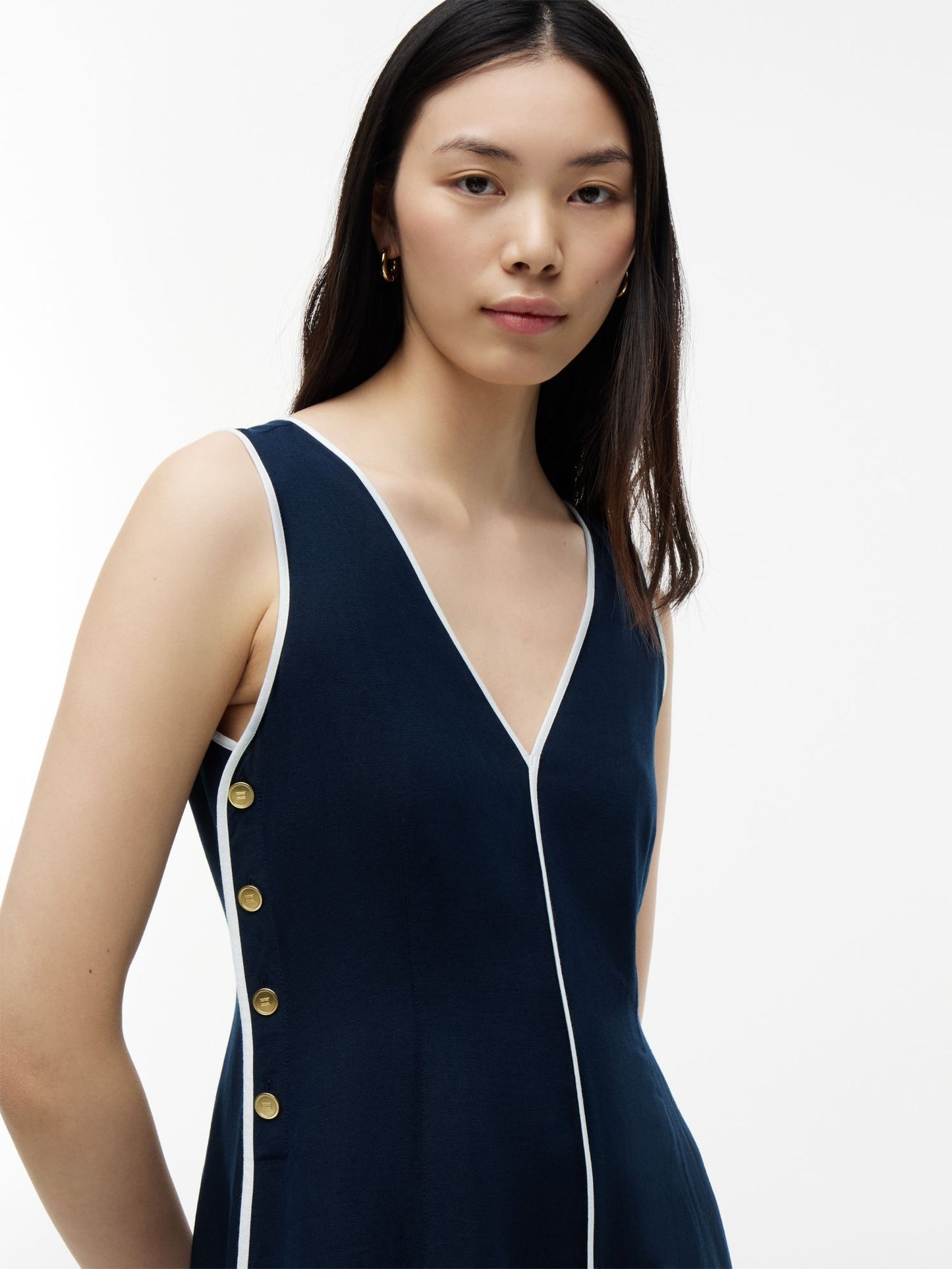 Tommy Hilfiger Nautical Linen-Blend Midi Dress