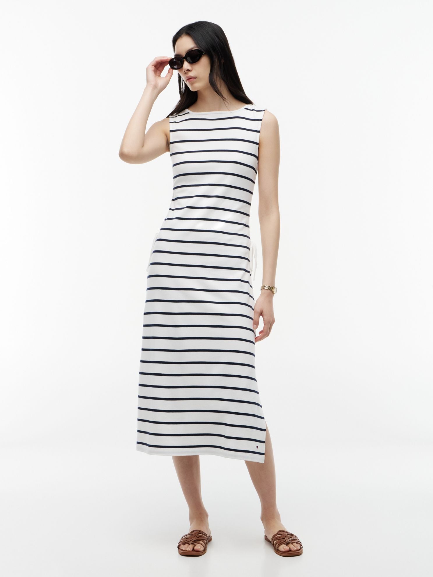 Tommy Hilfiger Sleeveless Side-Tie Boatneck Midi Dress