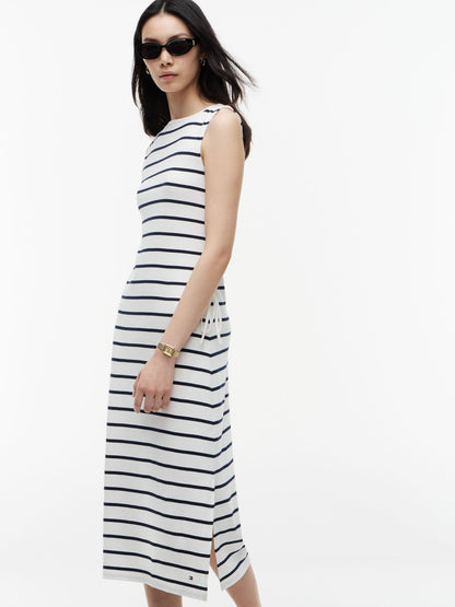 Tommy Hilfiger Sleeveless Side-Tie Boatneck Midi Dress