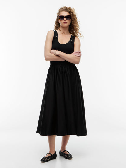 Tommy Hilfiger Gold-Button Mixed-Media Tank Dress