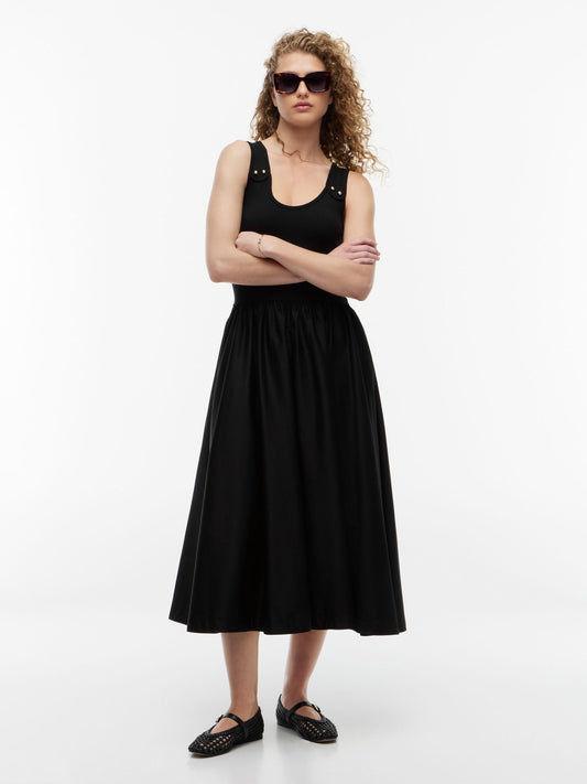 Tommy Hilfiger Gold-Button Mixed-Media Tank Dress