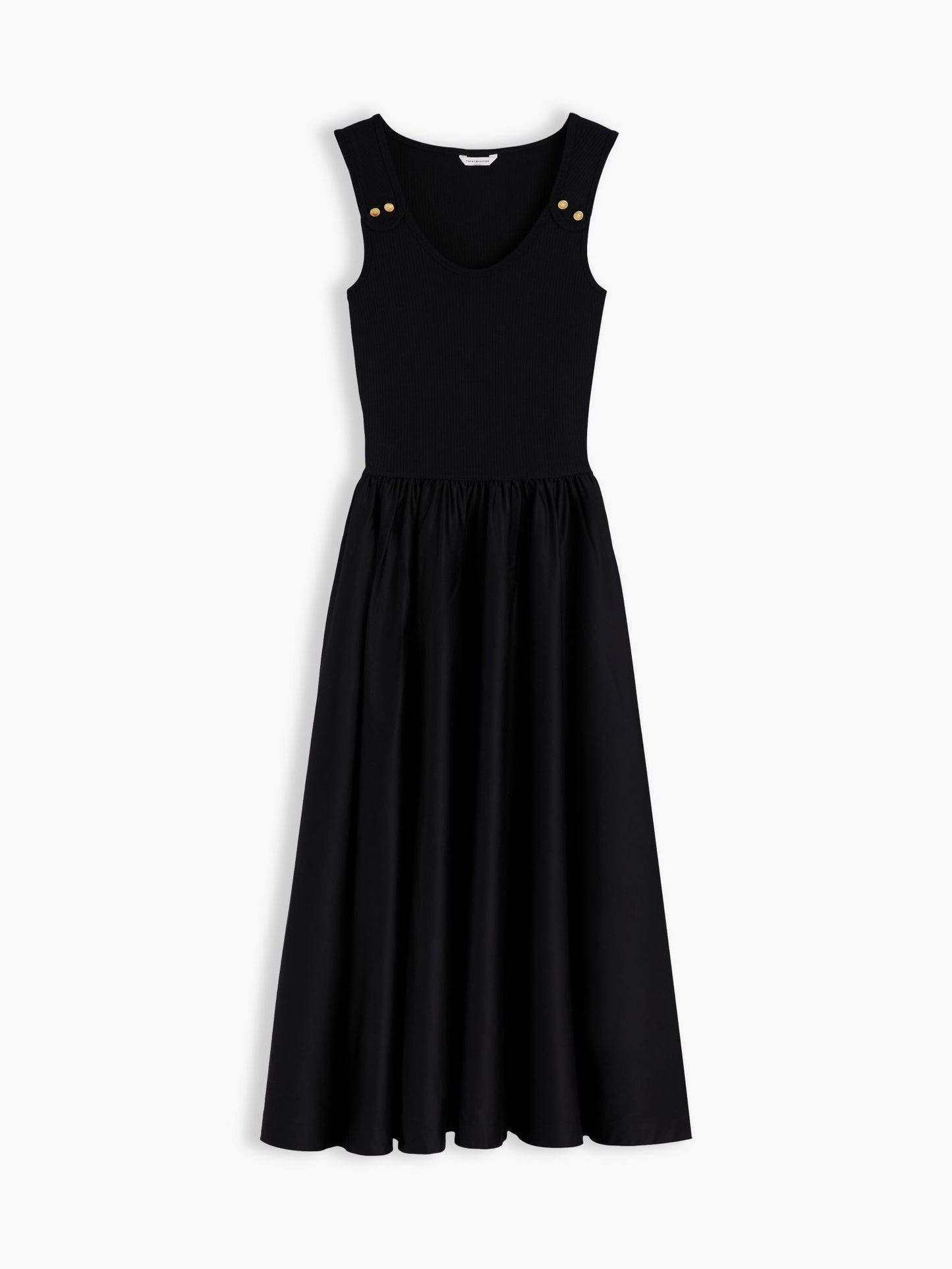 Tommy Hilfiger Gold-Button Mixed-Media Tank Dress