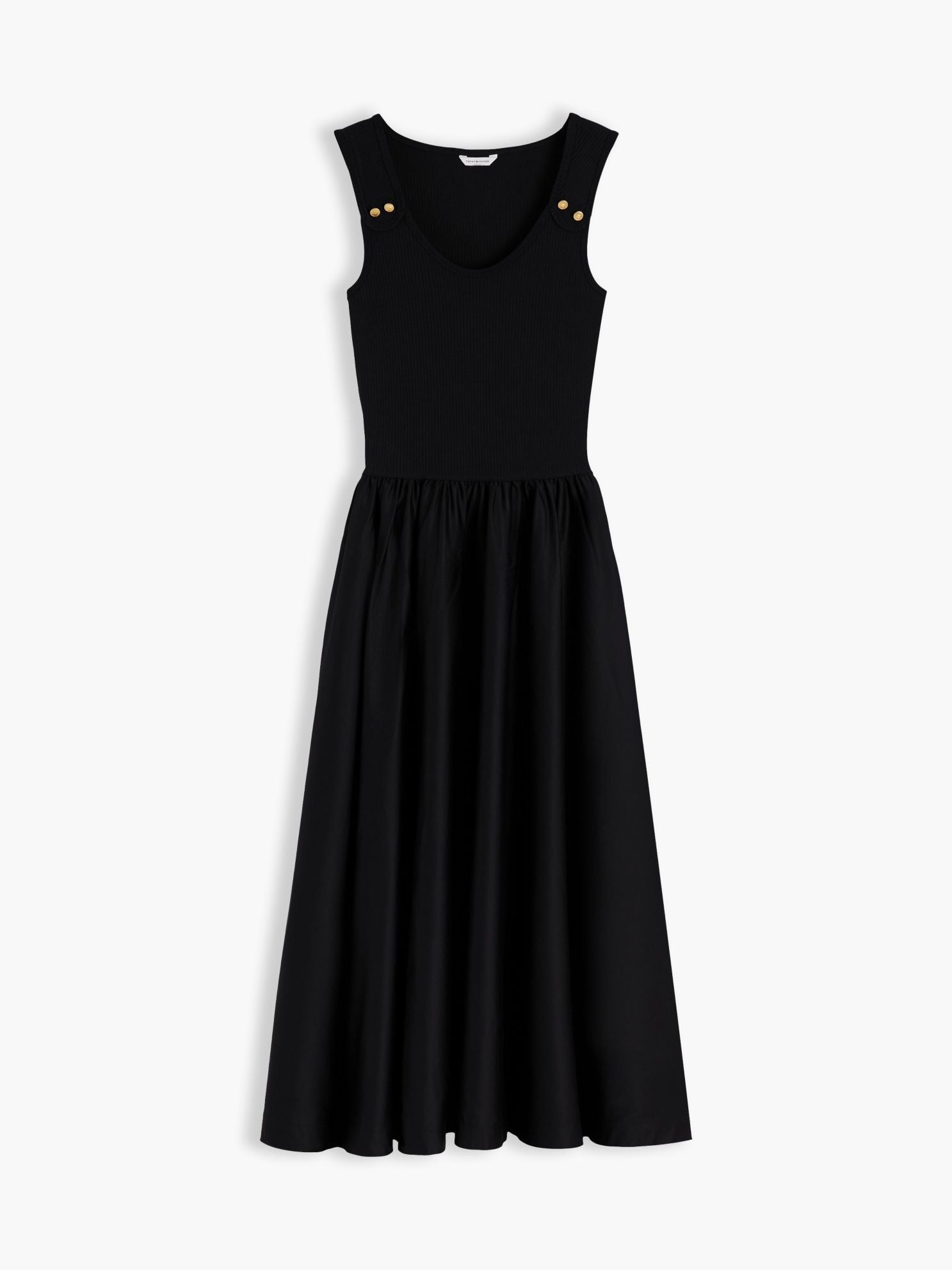 Tommy Hilfiger Gold-Button Mixed-Media Tank Dress