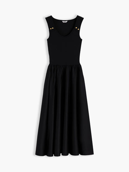 Tommy Hilfiger Gold-Button Mixed-Media Tank Dress