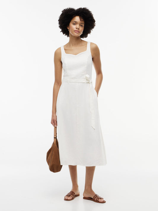 Tommy Hilfiger Belted Linen-Blend Midi Dress