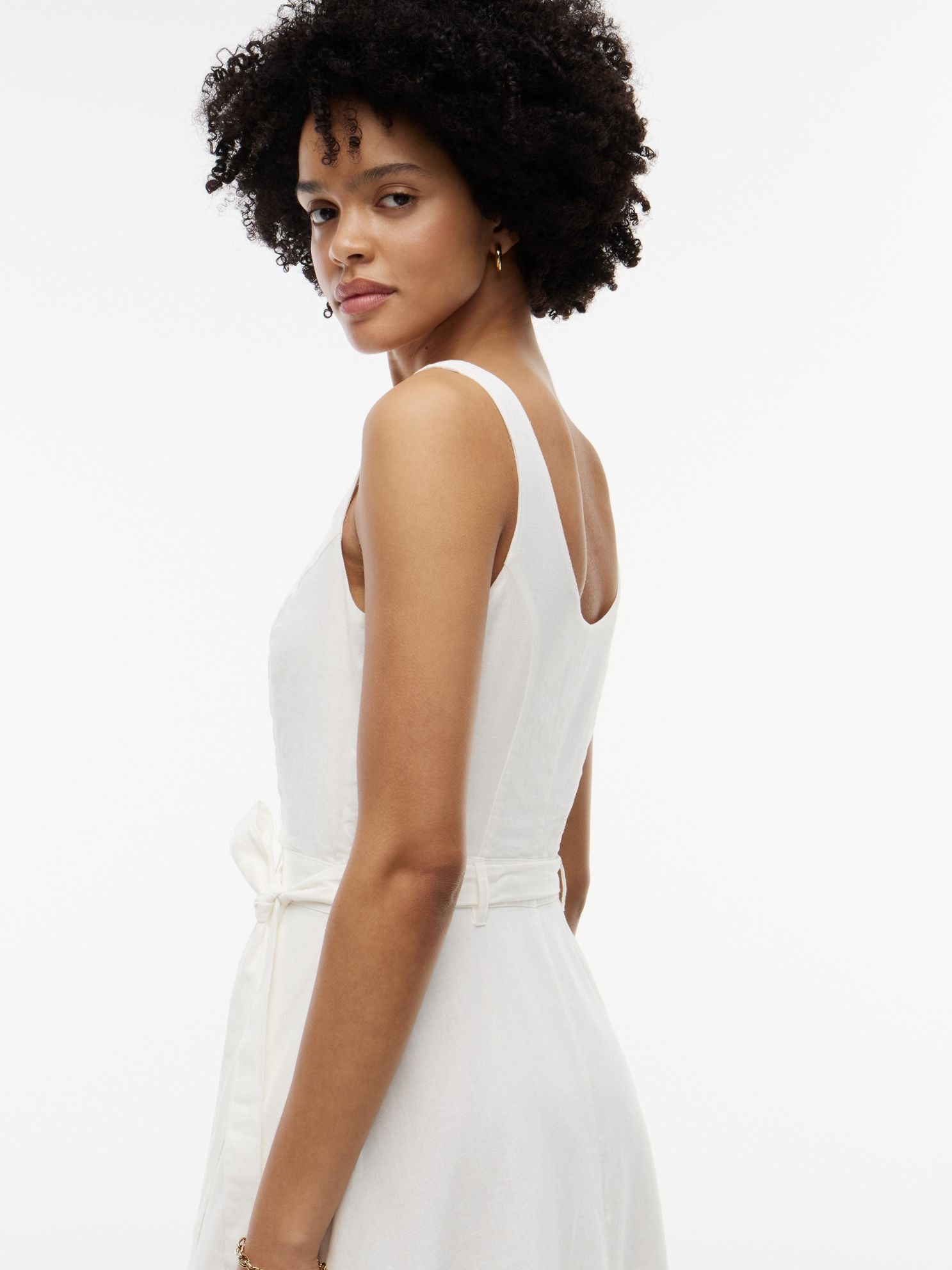 Tommy Hilfiger Belted Linen-Blend Midi Dress
