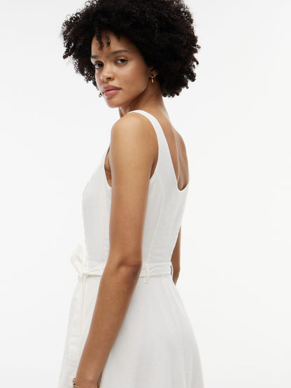 Tommy Hilfiger Belted Linen-Blend Midi Dress