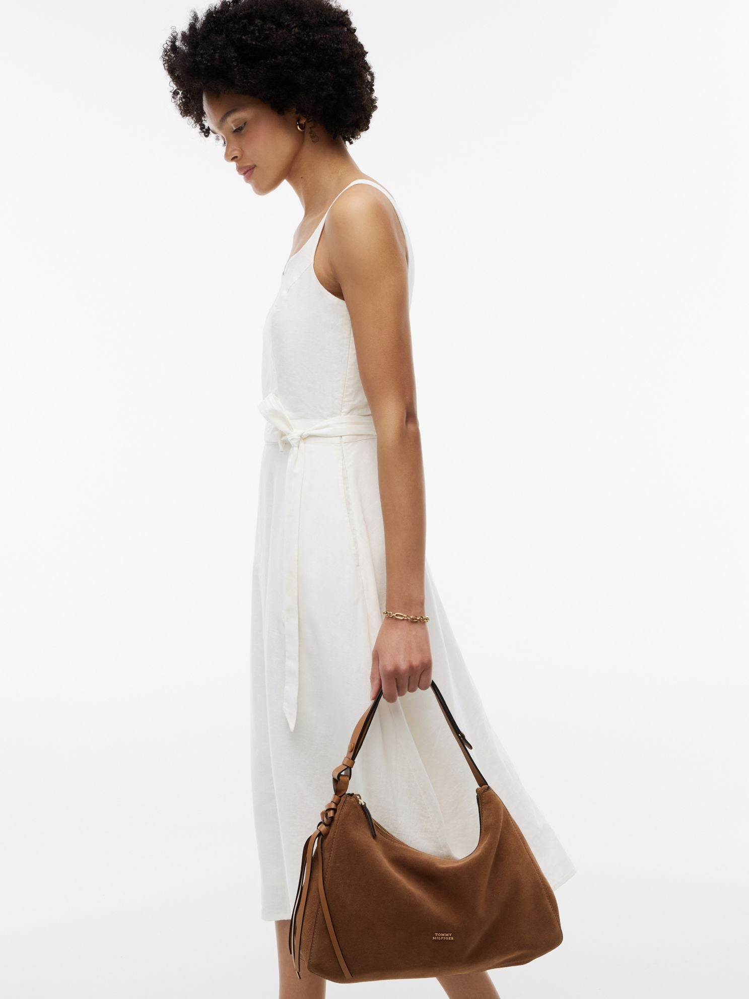 Tommy Hilfiger Belted Linen-Blend Midi Dress