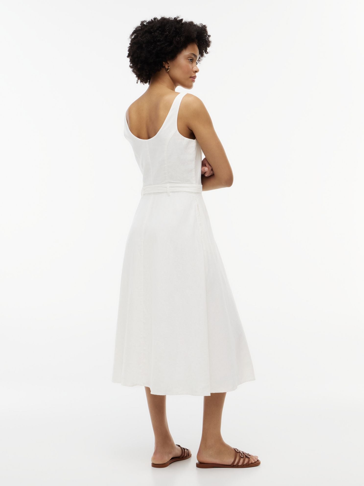 Tommy Hilfiger Belted Linen-Blend Midi Dress