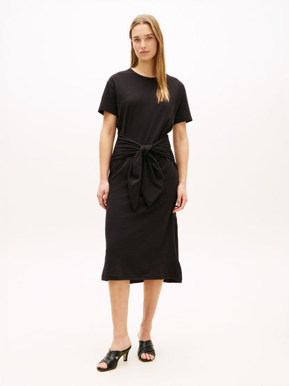 Tommy Hilfiger Tie-Front Slub Cotton Midi T-Shirt Dress