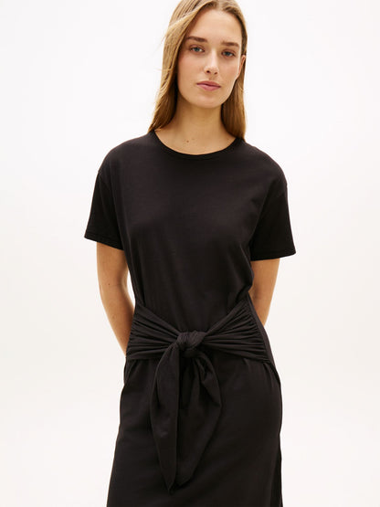 Tommy Hilfiger Tie-Front Slub Cotton Midi T-Shirt Dress
