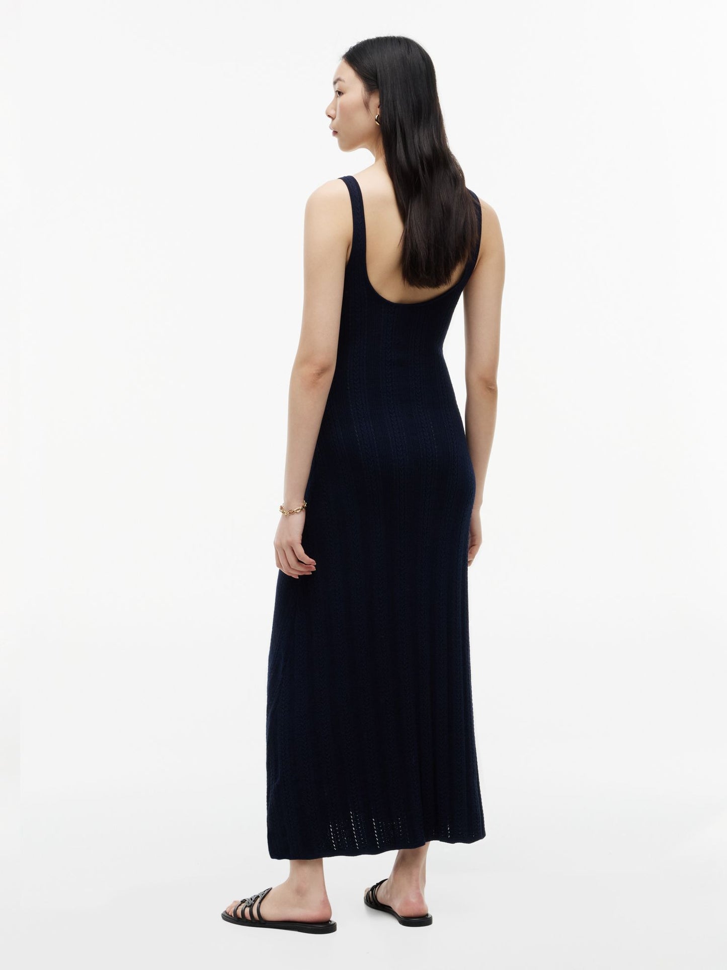 Tommy Hilfiger Cable Knit Pointelle Midi Tank Dress