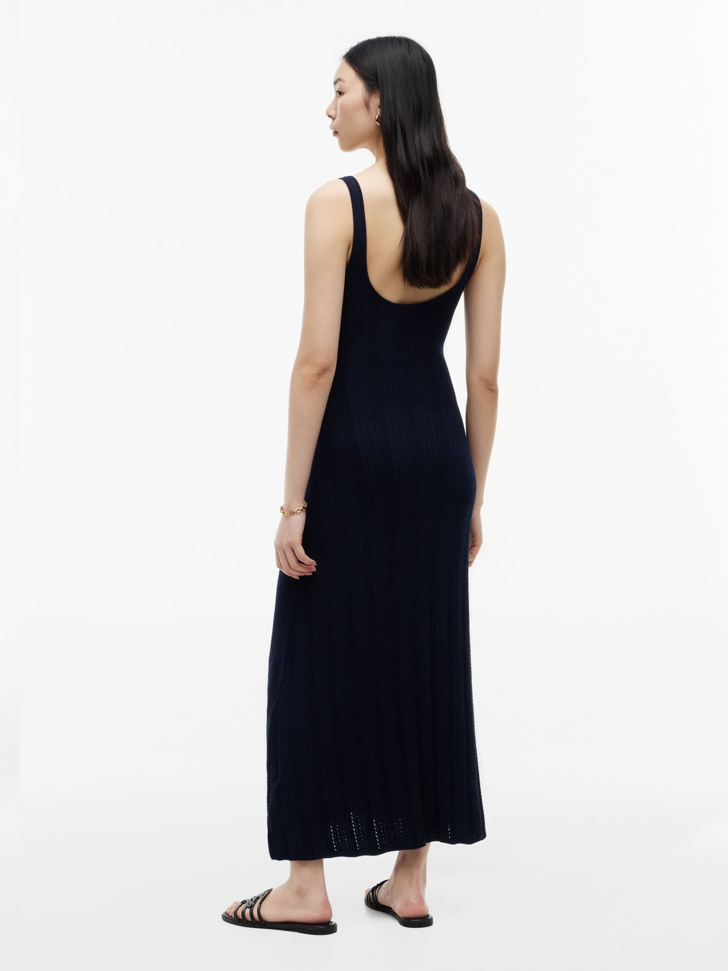Tommy Hilfiger Cable Knit Pointelle Midi Tank Dress