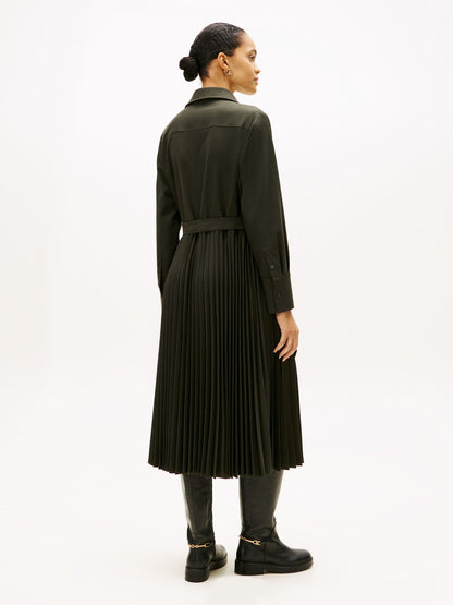 Tommy Hilfiger Belted Pleated Twill Shirtdress