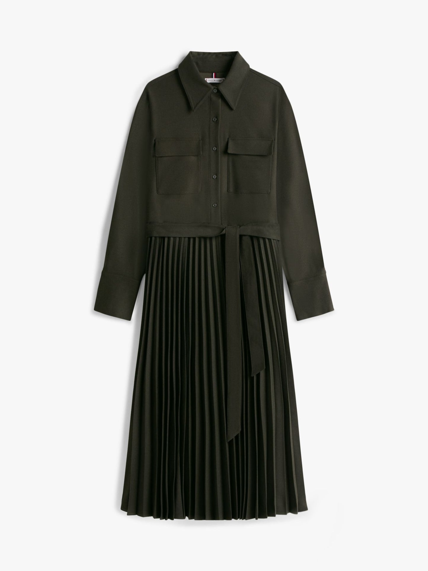 Tommy Hilfiger Belted Pleated Twill Shirtdress
