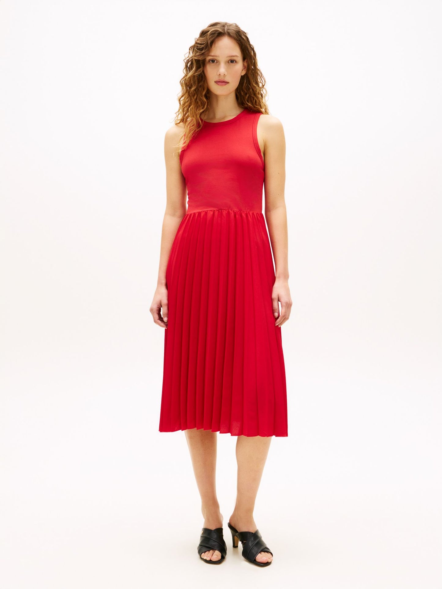 Tommy Hilfiger Mixed-Media Pleated Tank Dress