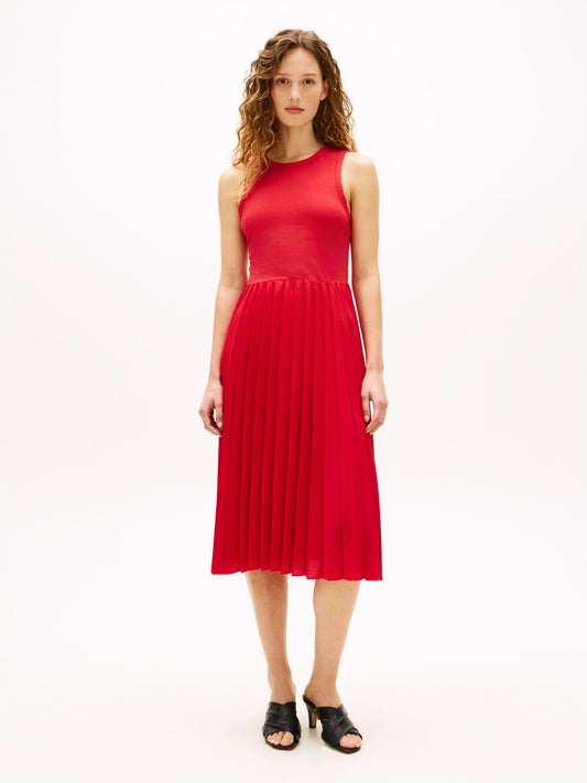 Tommy Hilfiger Mixed-Media Pleated Tank Dress