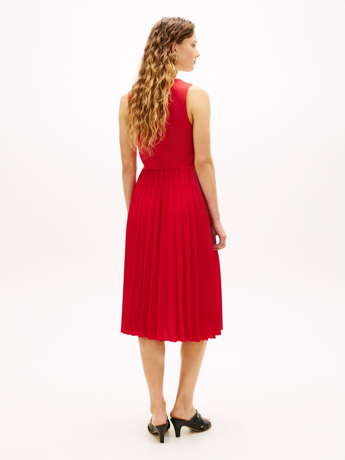 Tommy Hilfiger Mixed-Media Pleated Tank Dress