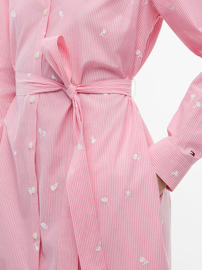Tommy Hilfiger Allover Floral Striped Midi Shirtdress