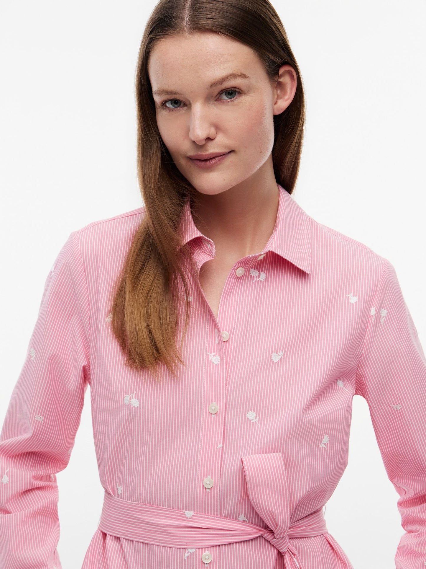 Tommy Hilfiger Allover Floral Striped Midi Shirtdress