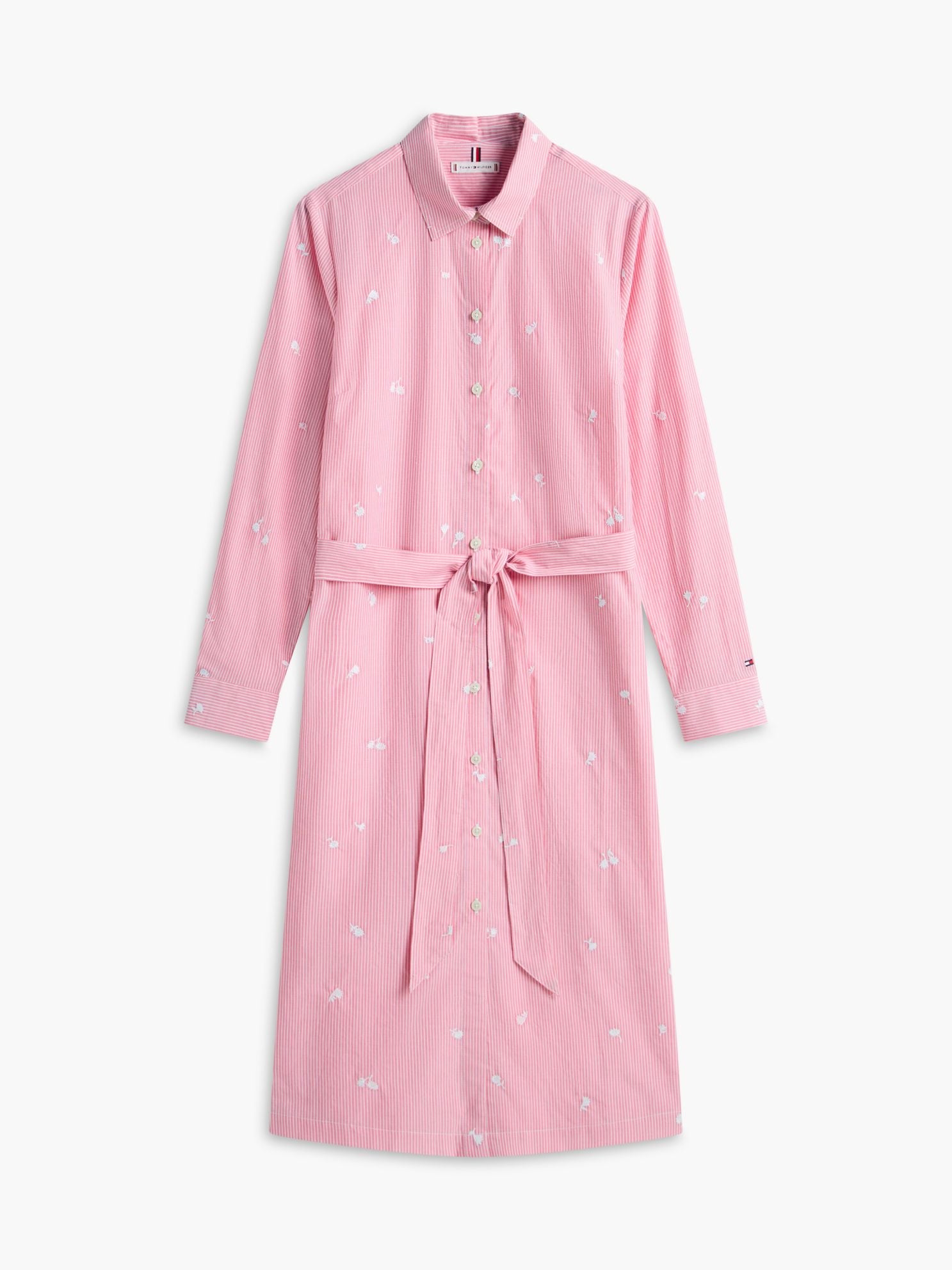 Tommy Hilfiger Allover Floral Striped Midi Shirtdress