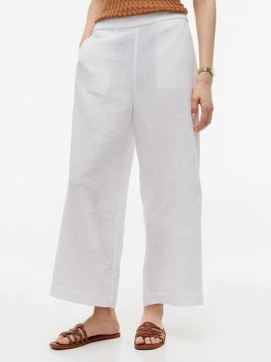 Tommy Hilfiger Cotton Gauze Cropped Wide Leg Pant