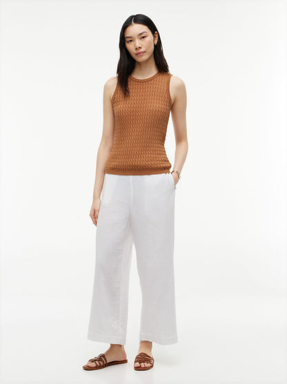 Tommy Hilfiger Cotton Gauze Cropped Wide Leg Pant