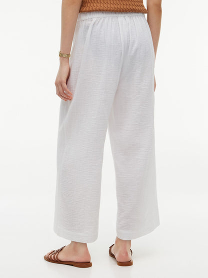 Tommy Hilfiger Cotton Gauze Cropped Wide Leg Pant