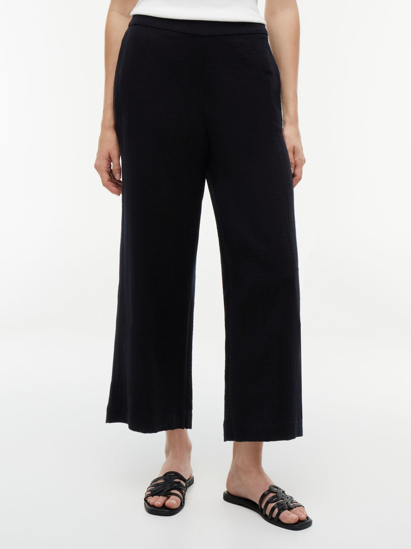 Tommy Hilfiger Cotton Gauze Cropped Wide Leg Pant
