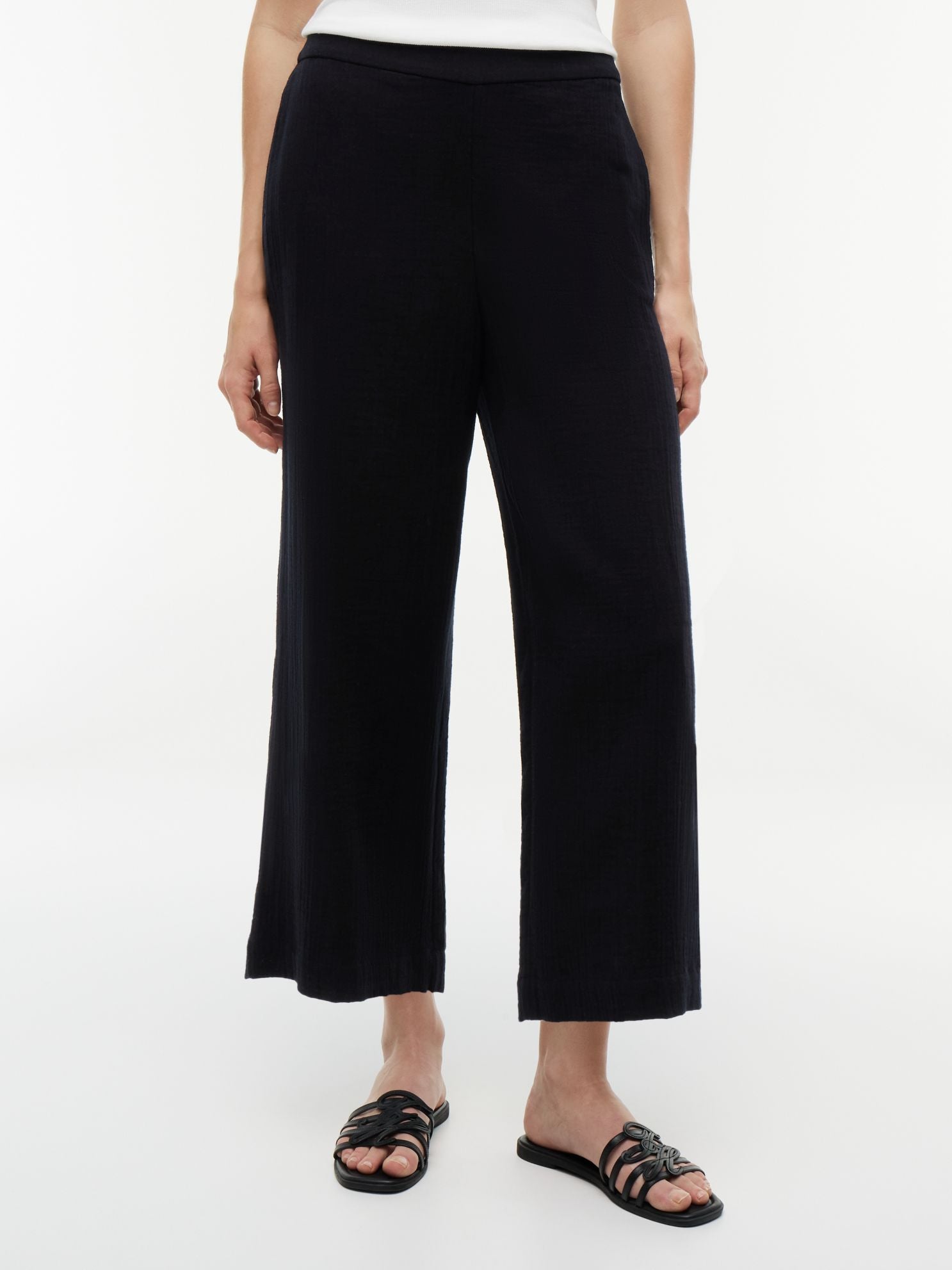 Tommy Hilfiger Cotton Gauze Cropped Wide Leg Pant