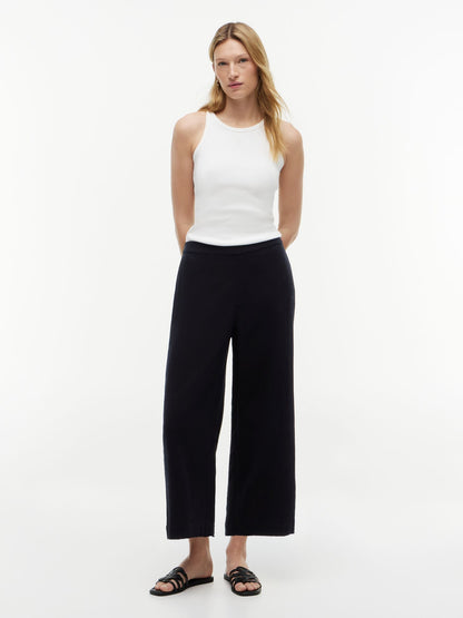 Tommy Hilfiger Cotton Gauze Cropped Wide Leg Pant