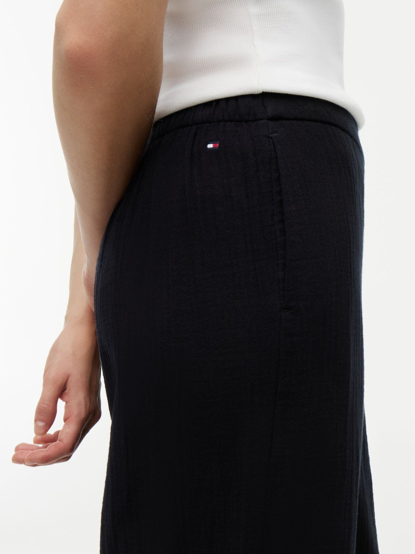 Tommy Hilfiger Cotton Gauze Cropped Wide Leg Pant