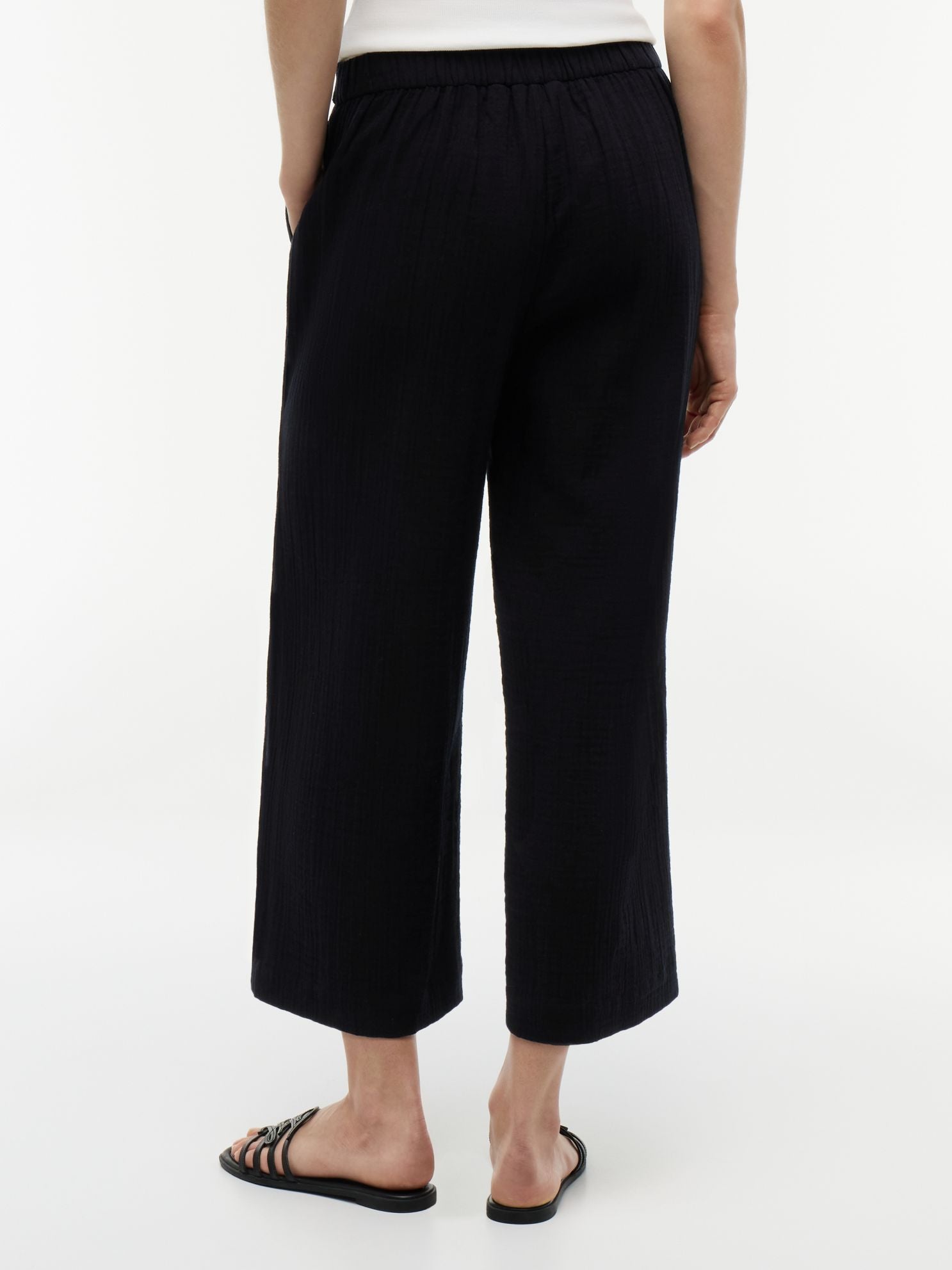 Tommy Hilfiger Cotton Gauze Cropped Wide Leg Pant