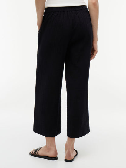Tommy Hilfiger Cotton Gauze Cropped Wide Leg Pant