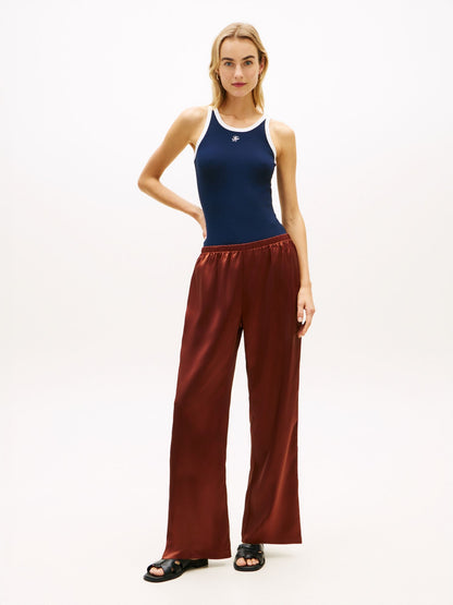 Tommy Hilfiger Stretch Satin Pull-On Wide-Leg Pant