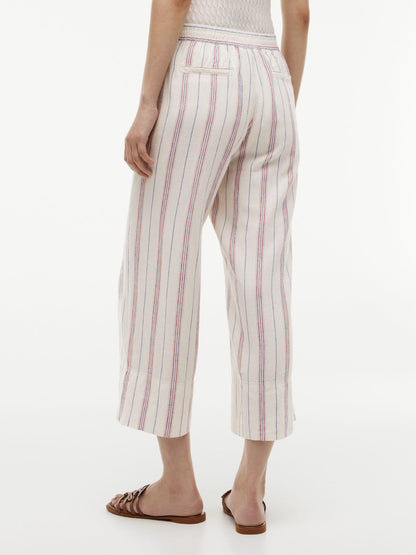 Tommy Hilfiger Stripe Linen-Blend Cropped Wide Leg Pant