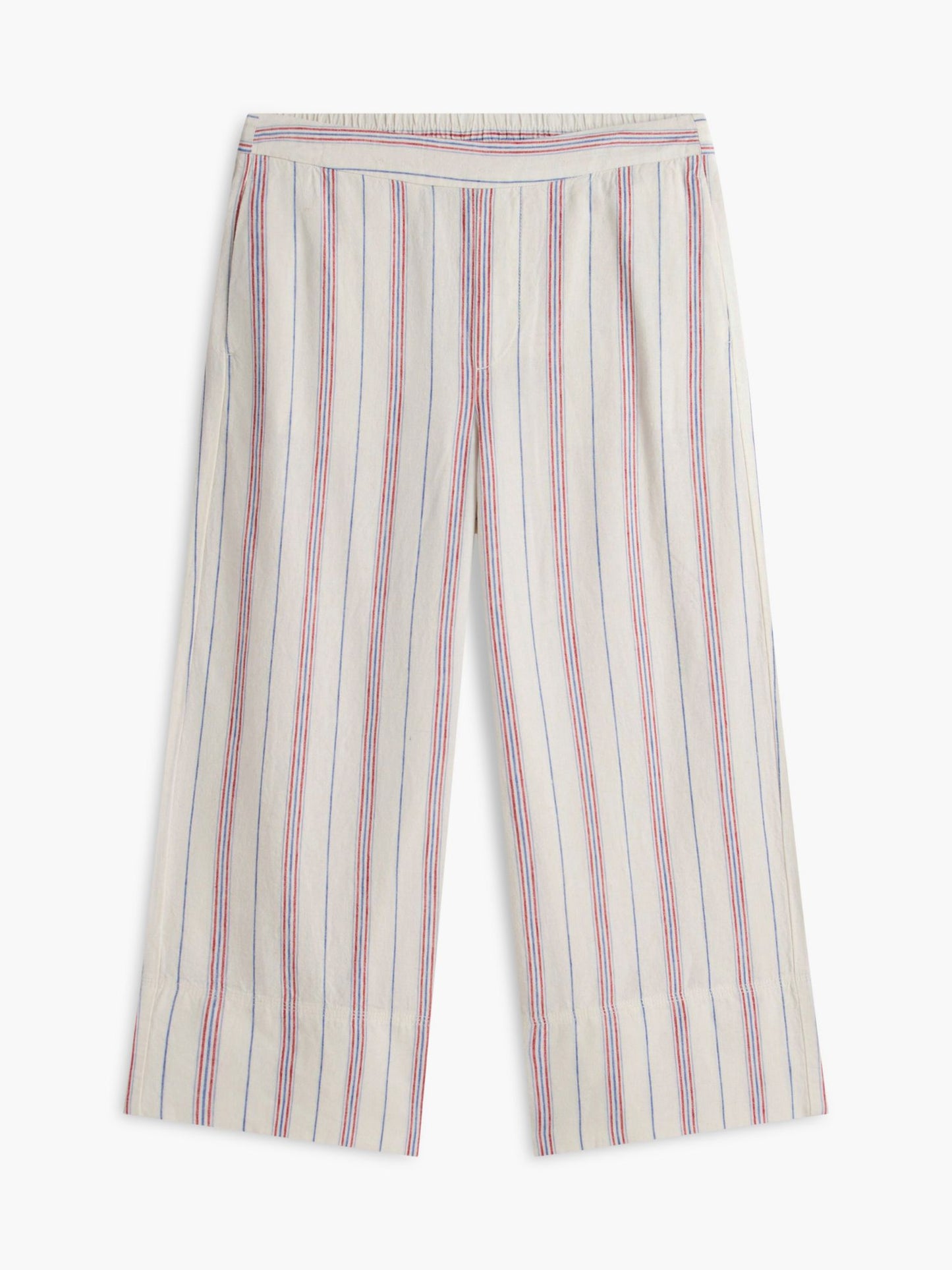 Tommy Hilfiger Stripe Linen-Blend Cropped Wide Leg Pant