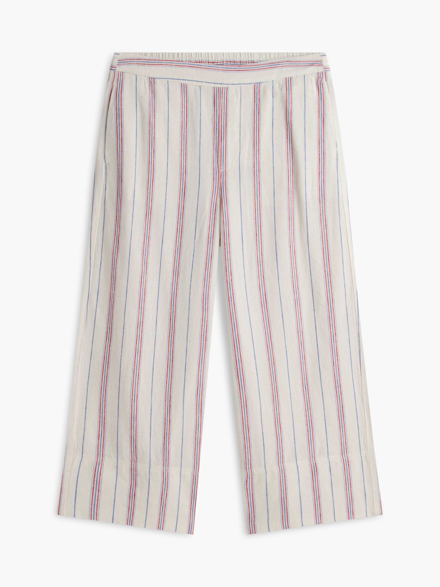 Tommy Hilfiger Stripe Linen-Blend Cropped Wide Leg Pant