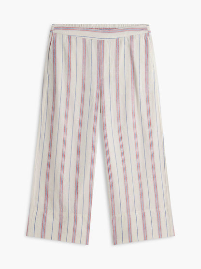 Tommy Hilfiger Stripe Linen-Blend Cropped Wide Leg Pant