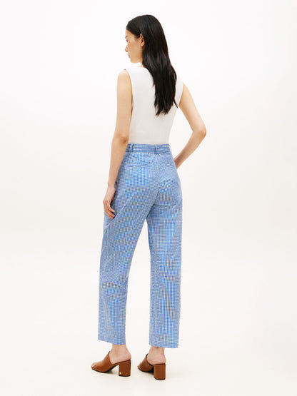 Tommy Hilfiger Belted Gingham Seersucker Tapered Pant