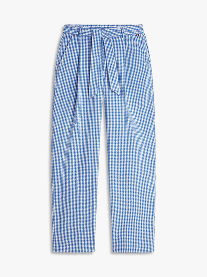 Tommy Hilfiger Belted Gingham Seersucker Tapered Pant